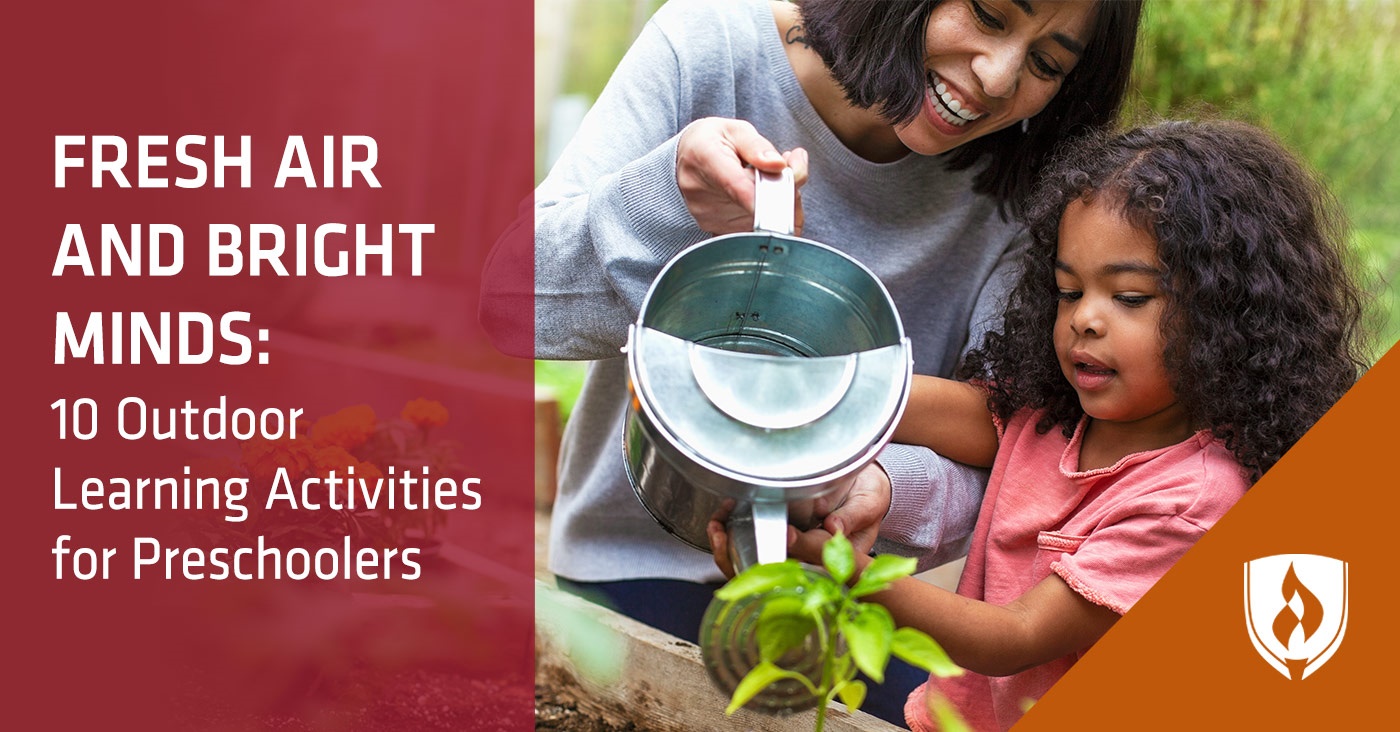 mom and daughter watering plants together outdoors