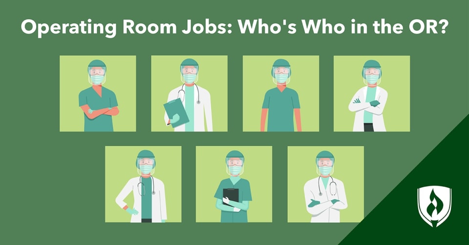 illustration of different professionals in operating room jobs