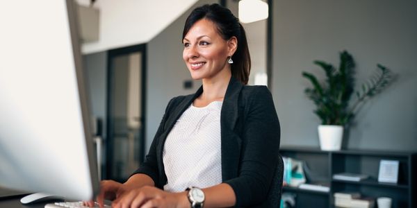 healthcare administrator typing