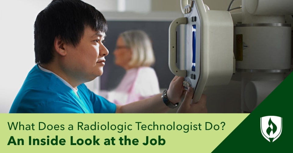 male looking at x-ray machine with female patient in background