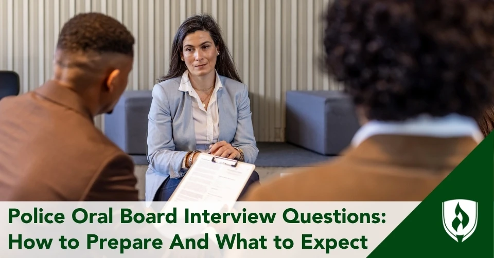 Police oral board interview header A prospective police officer sits for the Oral Board interview