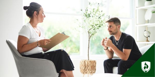 A Psychiatric MHNP works with a man working through mental health troubles