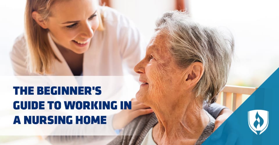 female nurse helping elderly lady