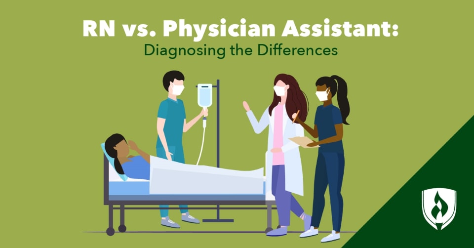 illustration of nurses and physician assistants working together representing RN vs PA