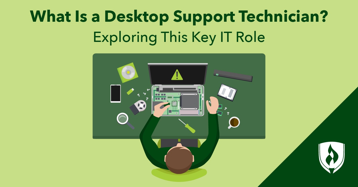 illustration of a desktop technician working on a laptop tools and a cup of coffee