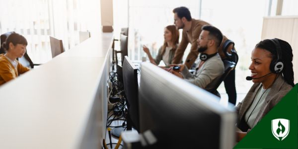 Network technicians work in an office