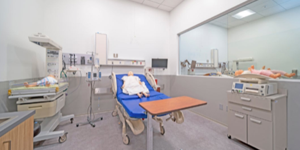 Surgical Health Sciences and Nursing lab at the Rasmussen University Central Pasco campus location with observation room.